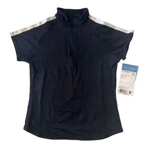 Insport Cycling Shirt Womens S Black Mock Neck Soft Sport Trainer F727 NWT
